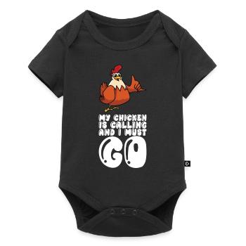 Mon poulet appelle et je dois partir - Body à manches courtes Premium Bébé - noir - Devant