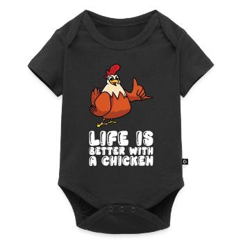 La vie est meilleure avec un poulet - Body à manches courtes Premium Bébé - noir - Devant