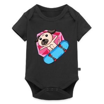Dog as skater with skateboard - Baby Premium short-sleeve bodysuit - black - Front