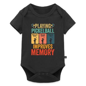 Das Spielen von Pickleball verbessert den Spielspaß der Gedächtnis-Dink-Spieler - Baby Premium Kurzarmbody - Schwarz - Vorne
