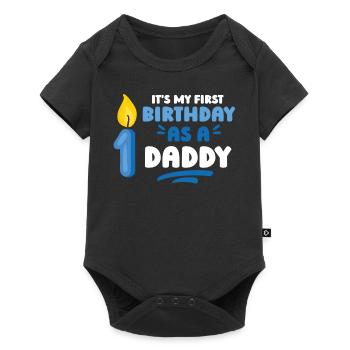 Mein Erster Geburtstag Als Papi Party Papa Vater - Baby Premium Kurzarmbody - Schwarz - Vorne