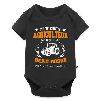 j'ai choisi d'être agriculteur beau gosse - Body à manches courtes Premium Bébé - noir - Devant