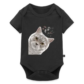 Curieux chat britannique à poil court - Body à manches courtes Premium Bébé - noir - Devant