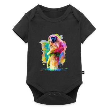 Gibbon Monkey Trunk Aquarelle Idée Cadeau Cadeau - Body à manches courtes Premium Bébé - noir - Devant