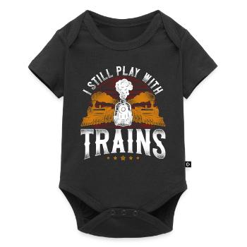 Steam Train Driver Trainspotting - Baby Premium short-sleeve bodysuit - black - Front