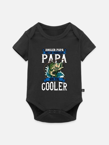 Angeln Angler Papa - Baby Premium Kurzarmbody - Schwarz