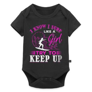Surfing I know I surf like a girl - Baby Premium short-sleeve bodysuit - black - Front