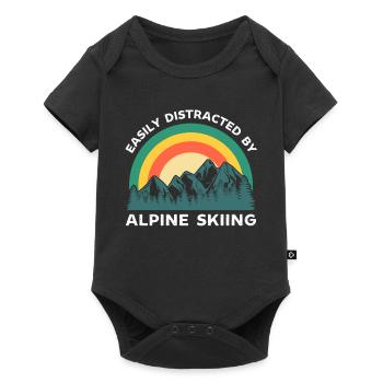 Facilement distrait par le ski alpin - Body à manches courtes Premium Bébé - noir - Devant