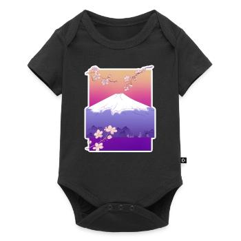 Japan mountain beautiful design with flowers - Baby Premium short-sleeve bodysuit - black - Front