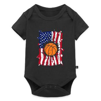 Basketball Zerrissene USA Flagge - Baby Premium Kurzarmbody - Schwarz - Vorne
