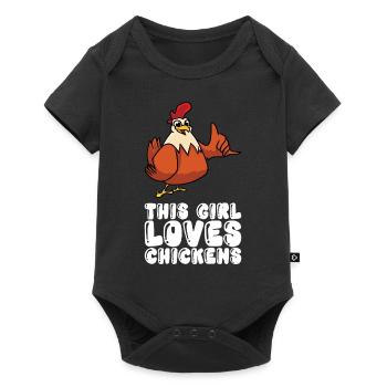 Cette fille aime les poulets - Body à manches courtes Premium Bébé - noir - Devant