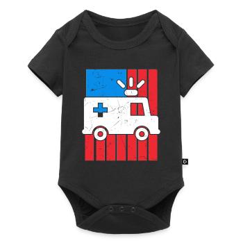 American Flag Ambulance Car Distressed - Baby Premium short-sleeve bodysuit - black - Front