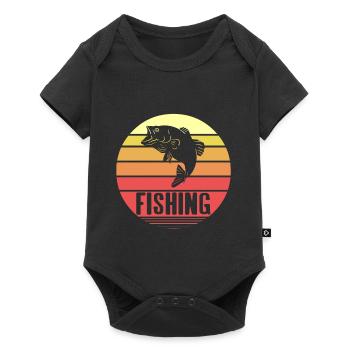 Vintage Retro Awesome Fishing Tea For Anglers - Baby Premium short-sleeve bodysuit - black - Front