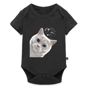 Drôle de chat blanc britannique à poil court - Body à manches courtes Premium Bébé - noir - Devant