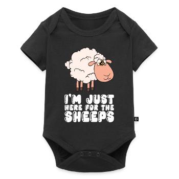 Je ne suis qu’à cause des moutons ici - Body à manches courtes Premium Bébé - noir - Devant
