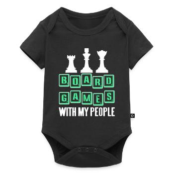 Board Games With My People Cool Chess T-Shirt - Baby Premium Kurzarmbody - Schwarz - Vorne