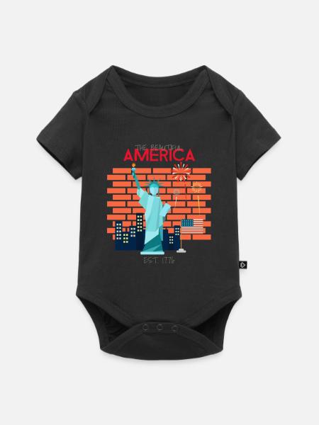 Beautiful America - Baby Premium Kurzarmbody - Schwarz