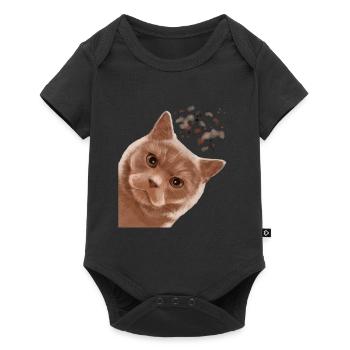 Drôle de crème curieuse British Shorthair Cat - Body à manches courtes Premium Bébé - noir - Devant