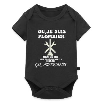 oui je suis plombier - Body à manches courtes Premium Bébé - noir - Devant