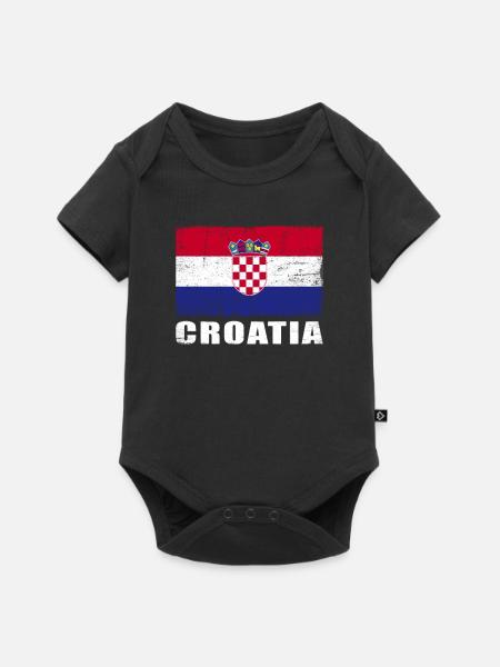 Kroatien Flagge Grunge Kroatien Fahne - Baby Premium Kurzarmbody - Schwarz