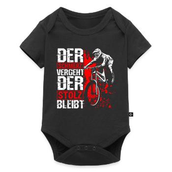 Mountainbike MTB Schmerz vergeht Stolz bleibt! MTB - Baby Premium Kurzarmbody - Schwarz - Vorne