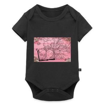 Blumen aus Büchern, die Bücher lesen, Blumen und Bücher - Baby Premium Kurzarmbody - Schwarz - Vorne