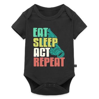 Retro Vintage Eat Sleep Act Repeat Funny Tea - Baby Premium short-sleeve bodysuit - black - Front