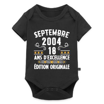 18 Ans Anniversaire Vintage Né(e) Septembre 2004 - Body à manches courtes Premium Bébé - noir - Devant