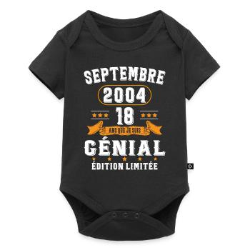 18 Ans Anniversaire Vintage Né(e) Septembre 2004 - Body à manches courtes Premium Bébé - noir - Devant