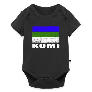 Drapeau Komi Grunge Drapeau Komi - Body à manches courtes Premium Bébé - noir - Devant