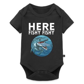 Here Fishy Fischy - Baby Premium Kurzarmbody - Schwarz - Vorne