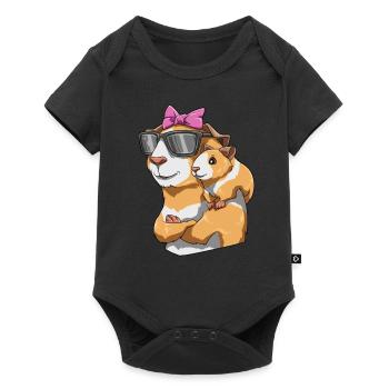 Liebevolles Meerschweinchen mit Meerschweinchen - Baby Premium Kurzarmbody - Schwarz - Vorne