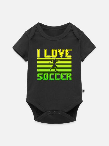 I love soccer - Baby Premium Kurzarmbody - Schwarz