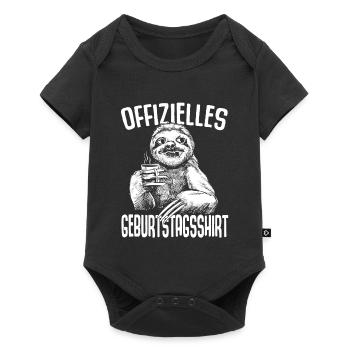 Offizielles Geburtstagsshirt Faultier Faulenzen - Baby Premium Kurzarmbody - Schwarz - Vorne