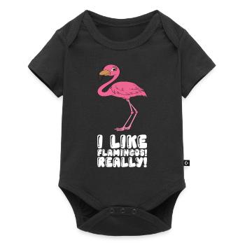 Funny flamingo graphics - Baby Premium short-sleeve bodysuit - black - Front