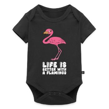 Funny flamingo graphics - Baby Premium short-sleeve bodysuit - black - Front