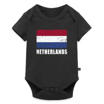 Netherlands Flag Grunge Netherlands Flag - Baby Premium short-sleeve bodysuit - black - Front