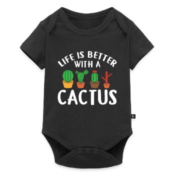 La vie est meilleure avec un cactus - Body à manches courtes Premium Bébé - noir - Devant