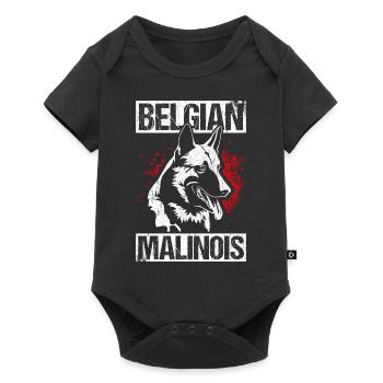 Belgian Malinois Hunde - Baby Premium Kurzarmbody - Schwarz - Vorne
