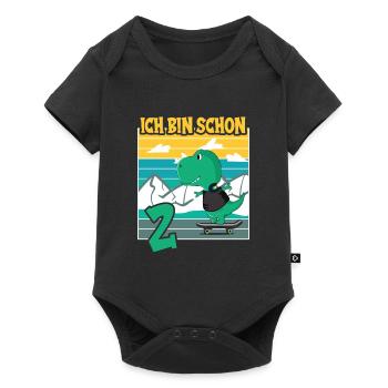 Dino Geburtstagsmotiv 2 Jahre Jungen Geschenkidee - Baby Premium Kurzarmbody - Schwarz - Vorne