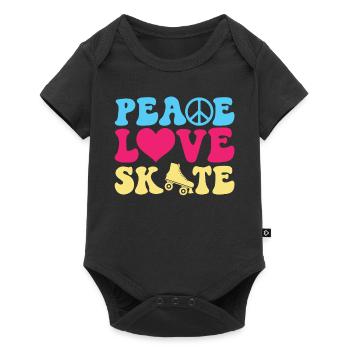 Peace Love Skate - Rollschuhlaufen - Baby Premium Kurzarmbody - Schwarz - Vorne