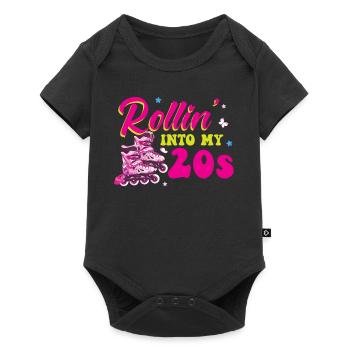 Rollin Into My 20s - 20. Geburtstag Rollschuh - Baby Premium Kurzarmbody - Schwarz - Vorne