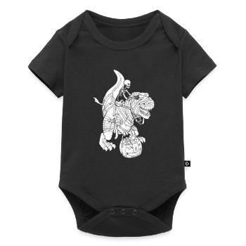 Skeleton Riding Dinosaur T Rex Halloween Rider - Baby Premium short-sleeve bodysuit - black - Front
