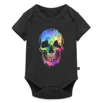Colorful Skull Halloween Skeleton Rainbow - Baby Premium short-sleeve bodysuit - black - Front