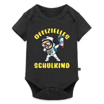 Schulkind Einschulung Astronaut - Baby Premium Kurzarmbody - Schwarz - Vorne