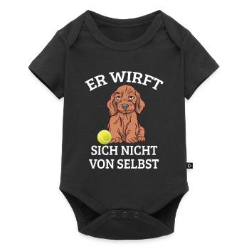 Hund Mit Ball Hundespruch Wirft Nicht Von Selbst - Baby Premium Kurzarmbody - Schwarz - Vorne