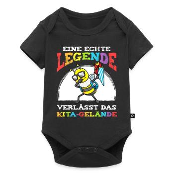 Schulkind Einschulung Biene - Baby Premium Kurzarmbody - Schwarz - Vorne