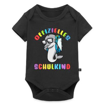 Schulkind Einschulung Delfin - Baby Premium Kurzarmbody - Schwarz - Vorne