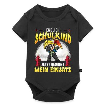 Schulkind Einschulung Feuerwehr - Baby Premium Kurzarmbody - Schwarz - Vorne