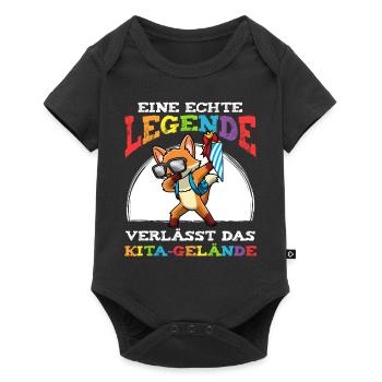 Schulkind Einschulung Fuchs - Baby Premium Kurzarmbody - Schwarz - Vorne